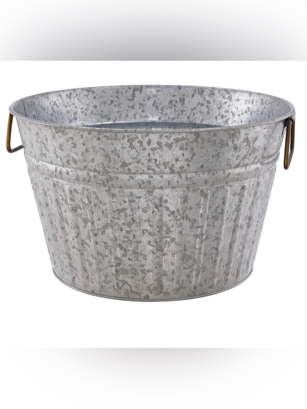 NWT Better Homes & Gardens Galvanized Steel Round Beverage Tub Silver 15” X 9”